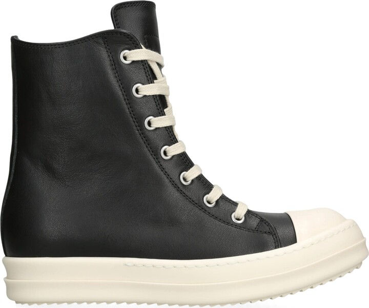 Rick Owens Stitched-Pentagram Lace-Up High-Top Sneakers