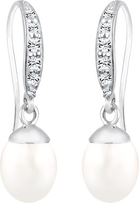 Elli Elli Women's 925 Sterling Silver Teardrop Freshwater Pearl Earrings 0307551112