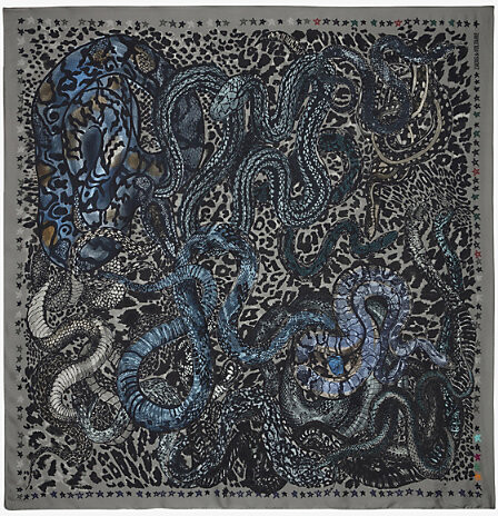 Zadig & Voltaire Womens Medium Grey Billie Snake-Print Viscose and Silk-Blend Scarf 1 Size
