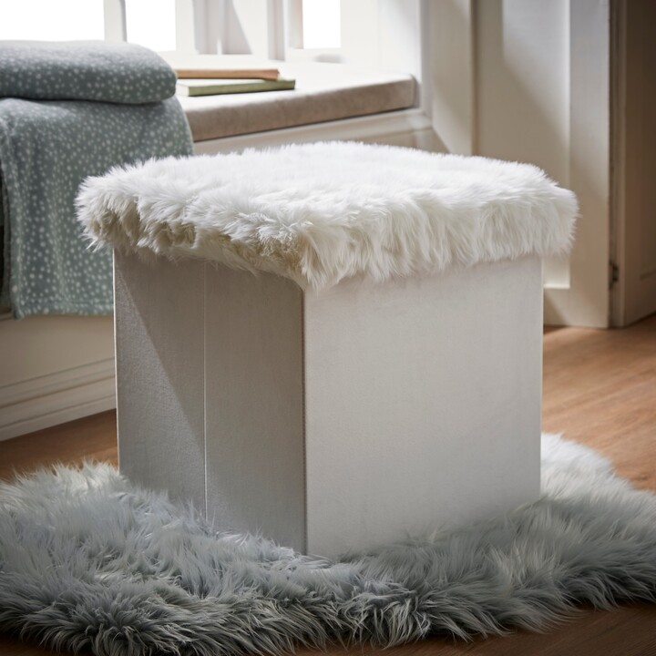 Dunelm Snowball Faux Fur Foldable Storage Cube White ShopStyle