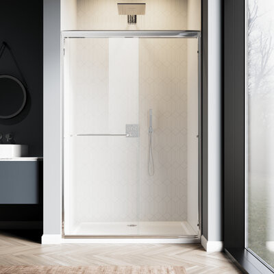 Elegant Double Sliding Shower Door With 1/4'' Clear Tempered Glass,48"W x 72"H
