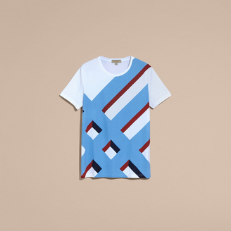 Burberry Abstract Check Print Cotton T-shirt
