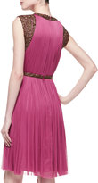 Thumbnail for your product : Catherine Deane Monica Pleated Beaded-Sleeve Dress, Sangria