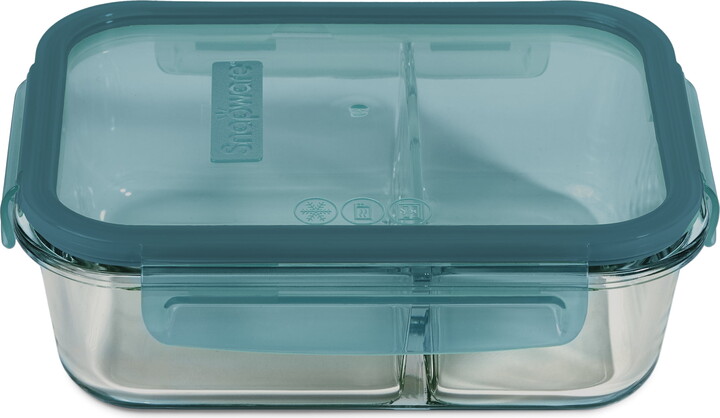 Snapware Meal Box 4-Cup Divided Glass Storage Container with Lid, Designed to Help with Pantry Storage and Everyday Organization