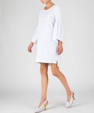 Atm Ruffle Sleeve Dress - White