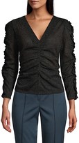 Thumbnail for your product : Rebecca Taylor Lurex Jersey Ruched V-Neck Top