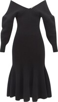 Thumbnail for your product : Alexander McQueen Off-the-shoulder Peplum Wool-blend Dress