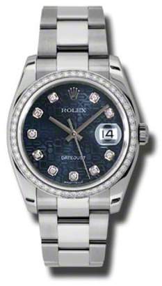 Rolex Datejust Steel and White Gold Blue Jubilee Diamond Dial 36mm Watch