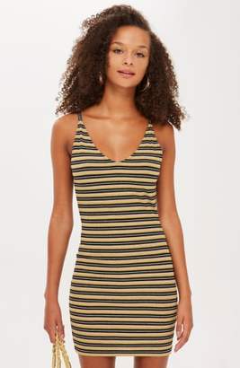 Topshop Metallic Stripe Body-Con Dress