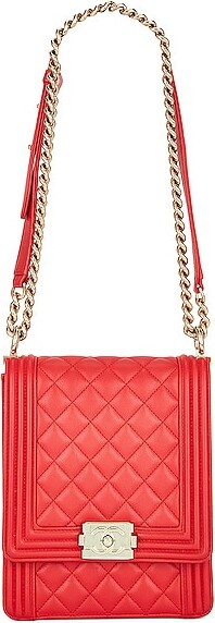 CHANEL Red Quilted Leather Flap Bag with Pearl and Chain Strap – JDEX Styles