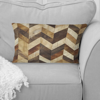 Brown Beige Herringbone Tiles III - Modern Lumbar Pillow
