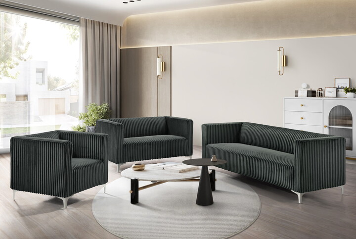 Home Design Gavin Velvet Square Arm Sofa, Gray