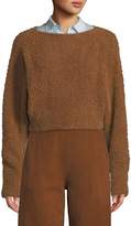 Thumbnail for your product : Vince Teddy Cropped Boat-Neck Wool-Blend Sweater