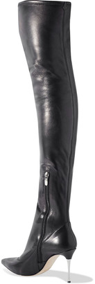 Sergio Rossi Godiva Steel Stretch-leather Over-the-knee Boots