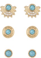Thumbnail for your product : Natasha Accessories Stone & Crystal Earrings 3-Piece Set