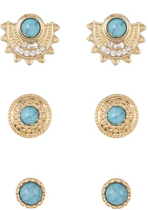 Natasha Accessories Stone & Crystal Earrings 3-Piece Set