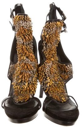 Barbara Bui Leather Beaded Sandals
