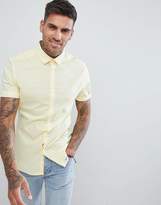 Thumbnail for your product : ASOS Design DESIGN skinny shirt in yellow with short sleeves