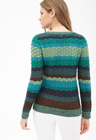 Thumbnail for your product : LOVE21 LOVE 21 Textured Stripe Crew Neck Sweater