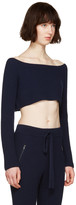 Thumbnail for your product : Baja East Navy Cashmere Off-the-Shoulder Sweater