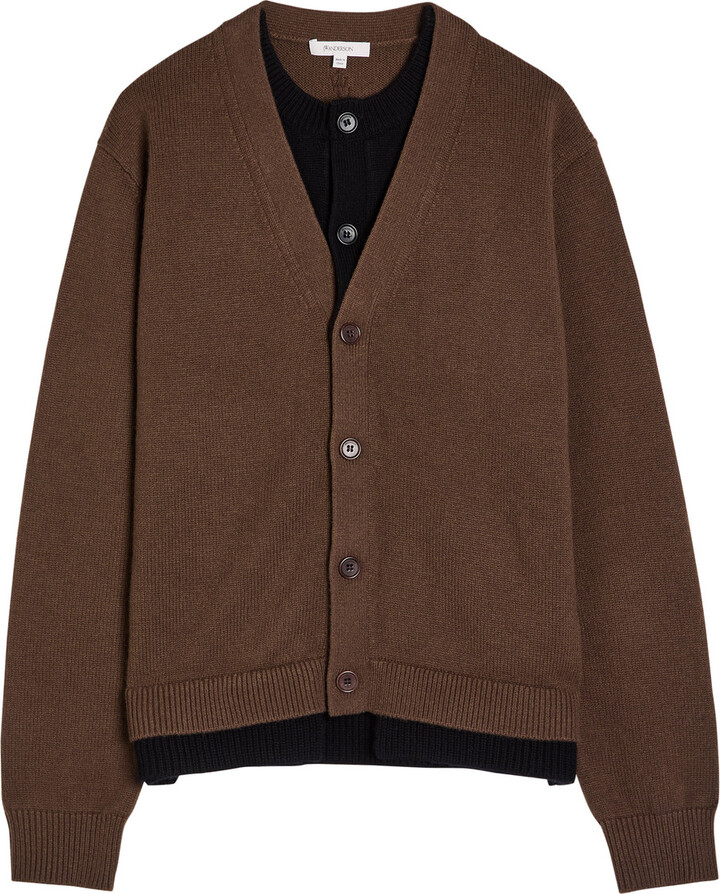 J.W.Anderson Contrast Layered Wool and Cashmere-blend Cardigan