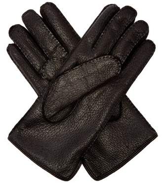 Gucci Bee Embellished Grained Leather Gloves - Mens - Black