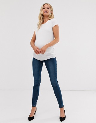 Mama Licious Mamalicious elastic insert waistband skinny jeans