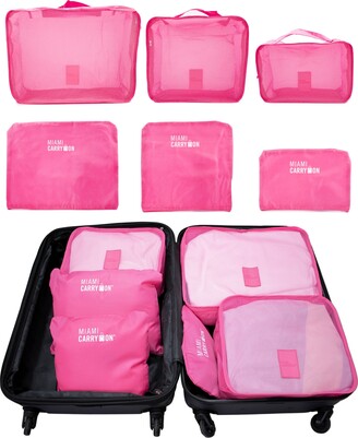 Miami CarryOn Set of 6 Neon Packing Cubes, Traveler's Luggage Organizer