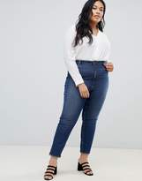 Thumbnail for your product : ASOS Curve DESIGN Curve Farleigh high waist slim mom jeans in dark wash textured stripe