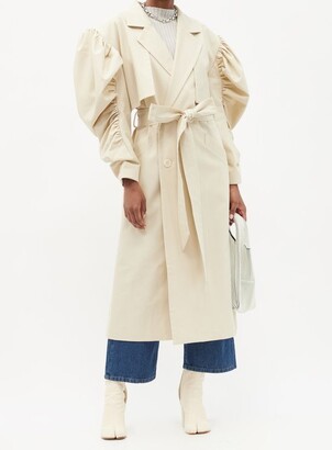 Vaquera Double-breasted Balloon-sleeve Cotton Trench Coat