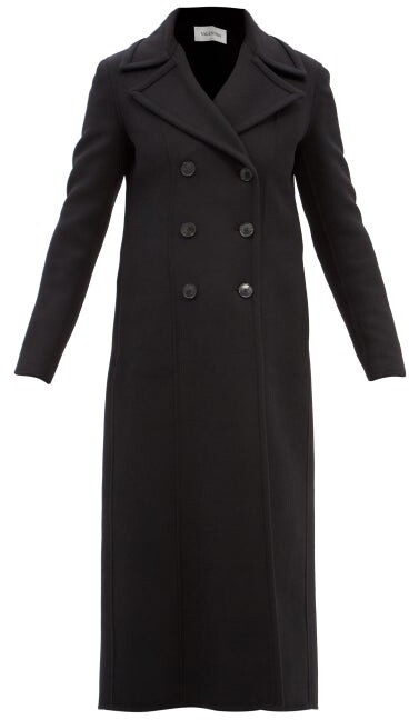double breasted black wool coat