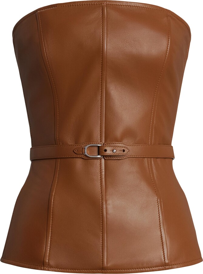 Ralph Lauren Collection Leather Belted Top