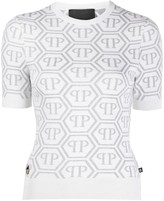 Thumbnail for your product : Philipp Plein All Over Logo Knitted Top