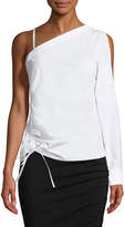 Thumbnail for your product : Alexander Wang T by One-Sleeve Asymmetric Ruched Top