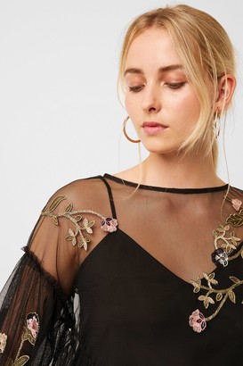 French Connection Etta Embroidered Mesh Top