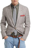 Thumbnail for your product : Brunello Cucinelli Melange Striped Linen Sport Jacket