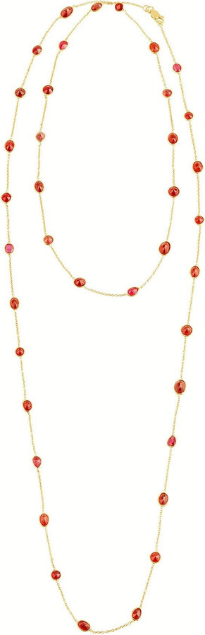Opium Jewels Gold / Red Long Chain Necklace - Rubies
