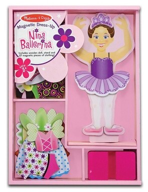 Melissa & Doug Deluxe Nina Ballerina Magnetic Dress-Up Wooden Doll With 27pc of Clothing