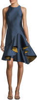 Thumbnail for your product : Sachin + Babi Nija Sleeveless Fitted Satin Cocktail Dress w/ Asymmetric Ruffled Skirt