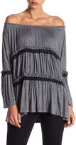 Thumbnail for your product : Lumie Off-the-Shoulder Ruffle Lace Trim Shirt