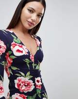 Thumbnail for your product : AX Paris Long Sleeve V Neck Floral Dress