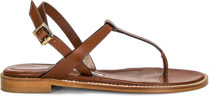 Manolo Blahnik Leather Hata 10 Sandal in Brown
