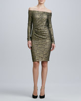 Thumbnail for your product : Carmen Marc Valvo Off-the-Shoulder Long-Sleeve Cocktail Dress