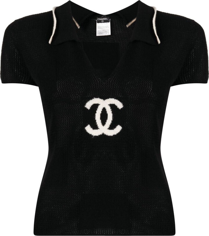 Chanel Pre Owned 1990-2000s Logo-Jacquard Knit Top - ShopStyle