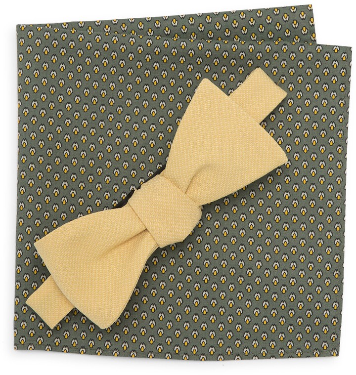 KXP Mens Regular-Fit Pattern Necktie Bow Tie Pocket Square Jacquard Set Blue One-Size