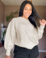 Thumbnail for your product : ASOS Curve DESIGN Curve crew neck fluffy jumper with balloon sleeve