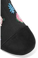 Thumbnail for your product : Tabitha Simmons Micki Meadow Suede-paneled Embroidered Canvas Ankle Boots - Black