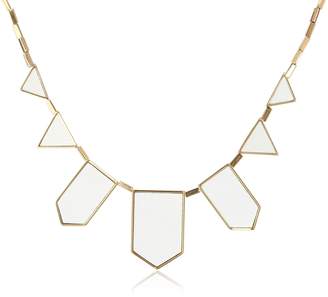 House Of Harlow Plated and White Leather Station Necklace, 20-Inch