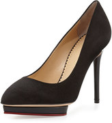 Thumbnail for your product : Charlotte Olympia Clotte Olympi Debbie Suede Heart-Platform Pump, Black