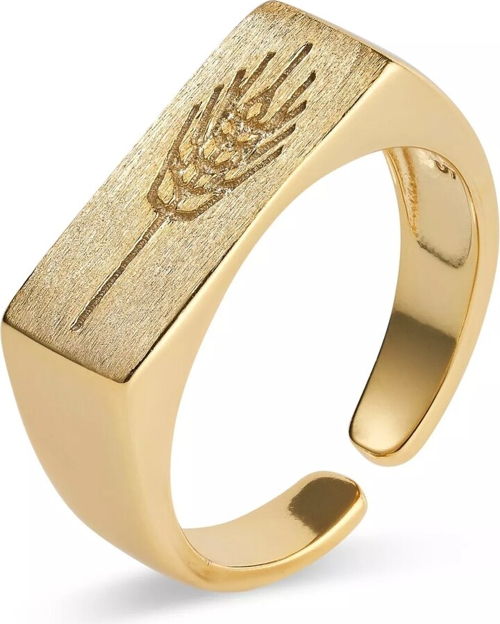 Elk & Bloom - Everyday Fine Jewellery Thick Gold Wheat Signet Ring -  ShopStyle